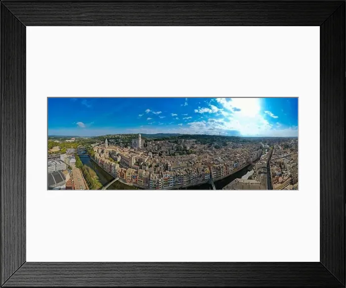 Framed Print : Aerial fly over above the spanish city of Girona Framed Print : Aerial fly over above the spanish city of Girona