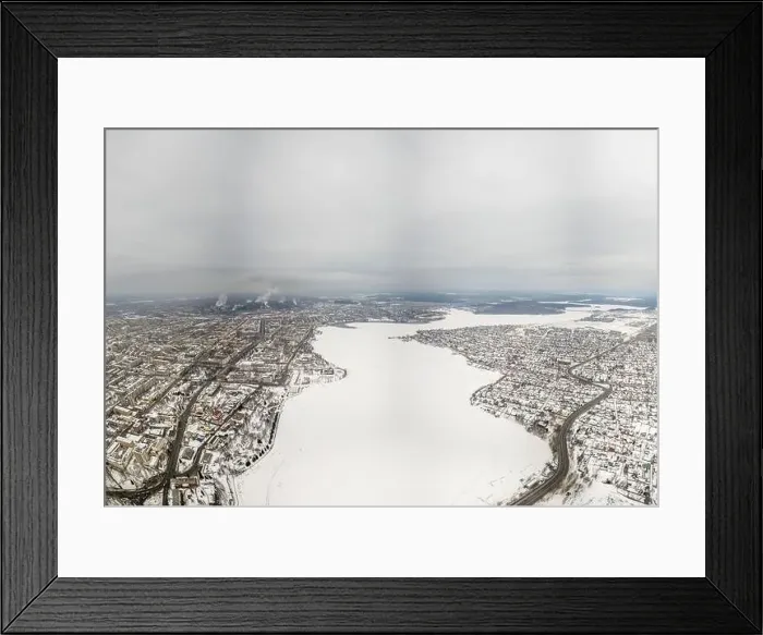 Framed Print : Winter view of the embankment of the city Nizhny Tagil and metallurgical plant from above Framed Print : Winter view of the embankment of the city Nizhny Tagil and metallurgical plant from above