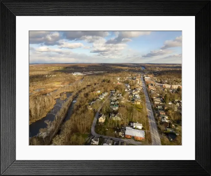 Framed Print : November 20, 2022 Afternoon fall, autumn aerial drone video over the Village of Palmyra New York, USA Framed Print : November 20, 2022 Afternoon fall, autumn aerial drone video over the Village of Palmyra New York, USA
