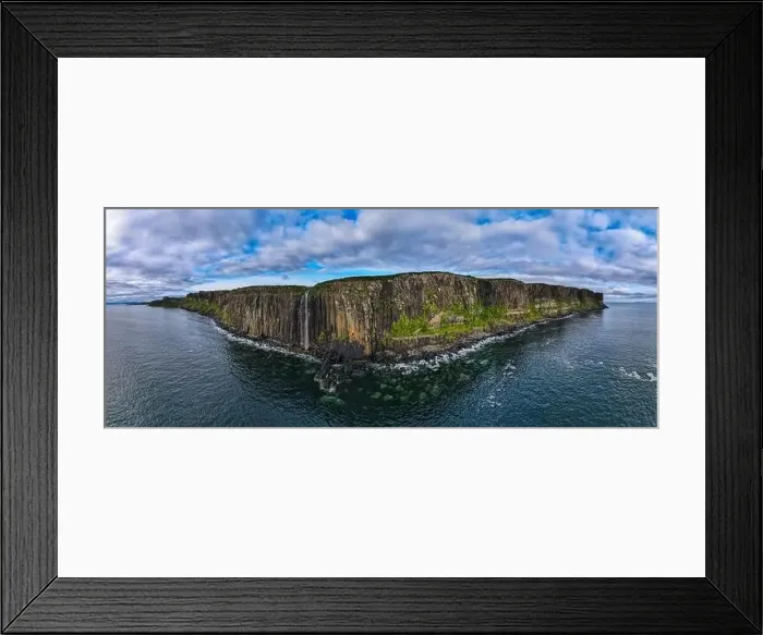 Framed Print : Aerial panoramic view of Kilt Rock & Mealt Falls on the coast of the isle of Skye in Scotland Framed Print : Aerial panoramic view of Kilt Rock & Mealt Falls on the coast of the isle of Skye in Scotland
