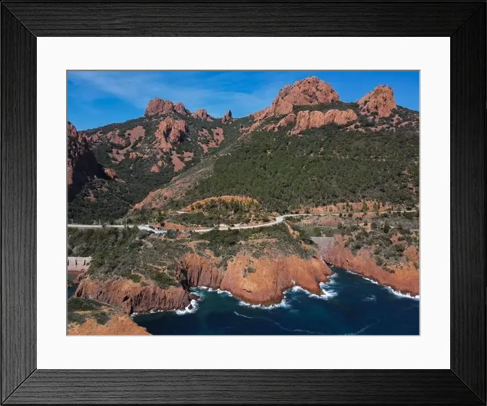 Framed Print : Aerial view above the massif de L'Esterel in the French Riviera on the Mediterranean Sea Framed Print : Aerial view above the massif de L'Esterel in the French Riviera on the Mediterranean Sea