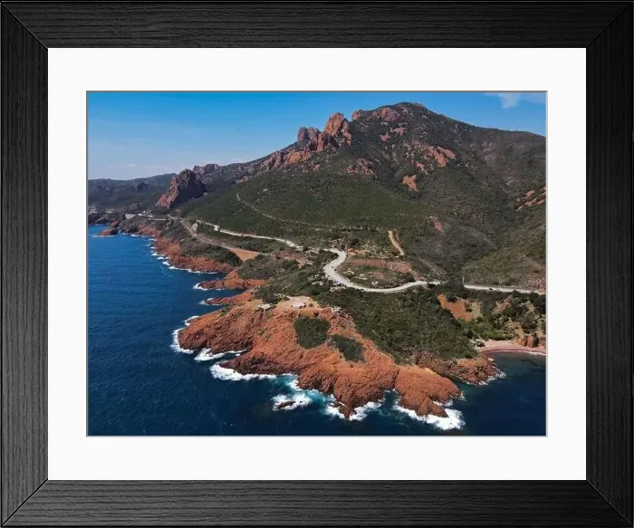 Framed Print : Aerial view above the massif de L'Esterel in the French Riviera on the Mediterranean Sea Framed Print : Aerial view above the massif de L'Esterel in the French Riviera on the Mediterranean Sea