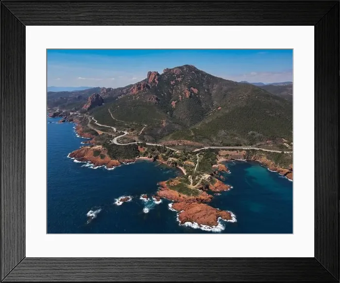 Framed Print : Aerial view above the massif de L'Esterel in the French Riviera on the Mediterranean Sea Framed Print : Aerial view above the massif de L'Esterel in the French Riviera on the Mediterranean Sea