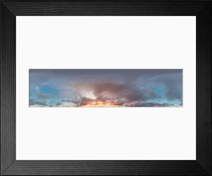 Framed Print : Dark blue sunset sky panorama with pink Cumulus clouds Framed Print : Dark blue sunset sky panorama with pink Cumulus clouds