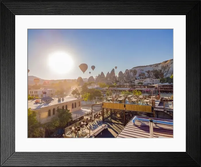 Framed Print : Colorful hot air balloons flying over at fairy chimneys valley in Nevsehir Framed Print : Colorful hot air balloons flying over at fairy chimneys valley in Nevsehir