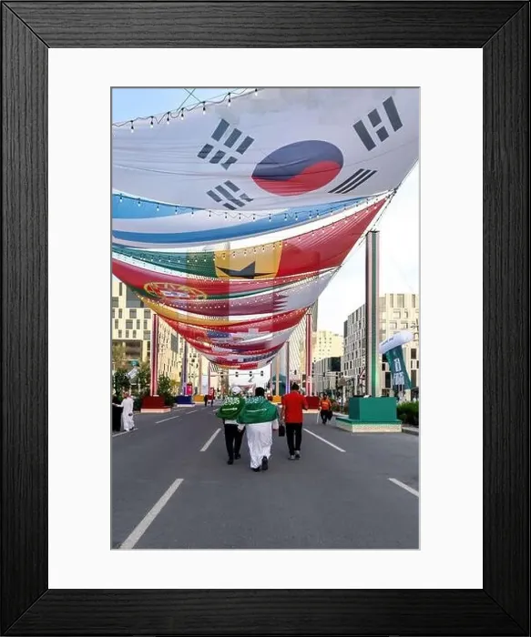 Framed Print : Saudi Falcon club Jersey installed in Lusail boulevard. Lusail Plaza 4 Tower Framed Print : Saudi Falcon club Jersey installed in Lusail boulevard. Lusail Plaza 4 Tower
