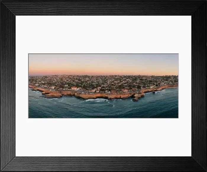 Framed Print : Aerial Panorama of Sunset Cliffs in San Diego, California Framed Print : Aerial Panorama of Sunset Cliffs in San Diego, California