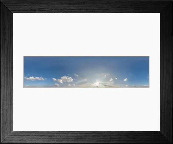 Framed Print : blue sunset sky with clouds as seamless hdri 360 panorama view with zenith in spherical equirectangular format for use Framed Print : blue sunset sky with clouds as seamless hdri 360 panorama view with zenith in spherical equirectangular format for use