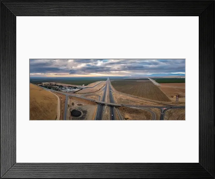 Framed Print : erial panorama of highway 5 in Central California Framed Print : erial panorama of highway 5 in Central California