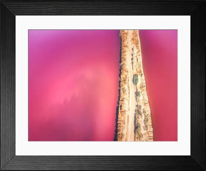 Framed Print : Lake with pink water color. view of thermal lake. download image Framed Print : Lake with pink water color. view of thermal lake. download image