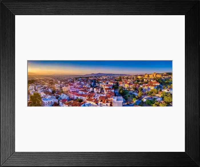 Framed Print : Aerial drone view of old Byzantine castle and the famous city of Thessaloniki or Salonica at sunset, North Greece Framed Print : Aerial drone view of old Byzantine castle and the famous city of Thessaloniki or Salonica at sunset, North Greece