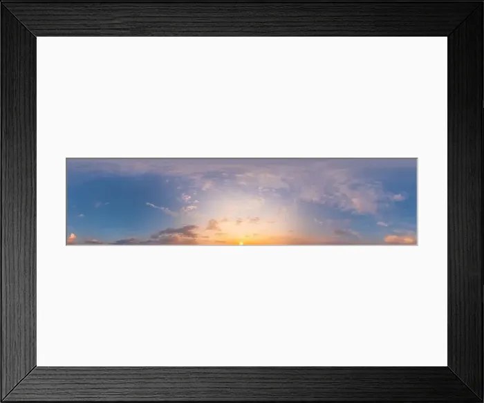 Framed Print : Panorama of a dark blue sunset sky with pink Cirrus clouds Framed Print : Panorama of a dark blue sunset sky with pink Cirrus clouds