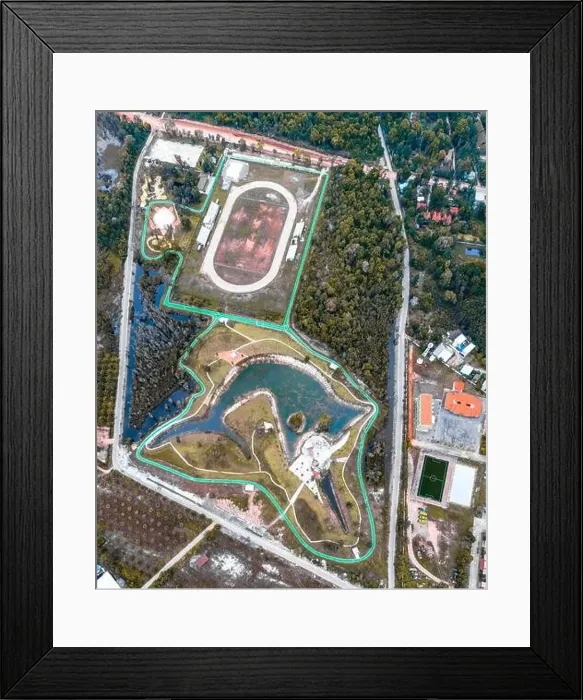 Framed Print : Aerial view of a park looking like a sword fish in Krabi, Thailand Framed Print : Aerial view of a park looking like a sword fish in Krabi, Thailand