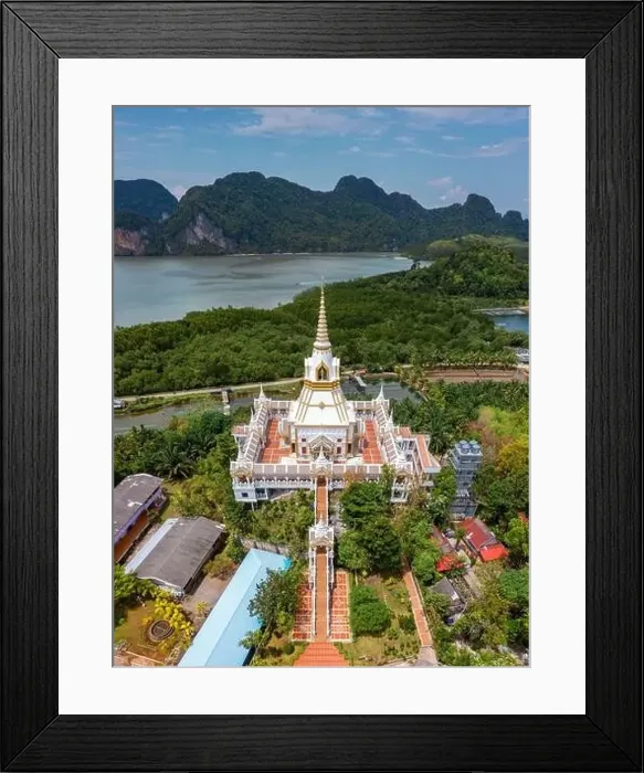 Framed Print : Aerial view of Wat Laem Sak temple in Krabi province, Thailand Framed Print : Aerial view of Wat Laem Sak temple in Krabi province, Thailand