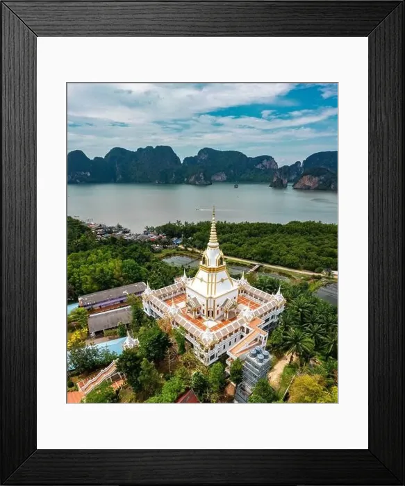 Framed Print : Aerial view of Wat Laem Sak temple in Krabi province, Thailand Framed Print : Aerial view of Wat Laem Sak temple in Krabi province, Thailand