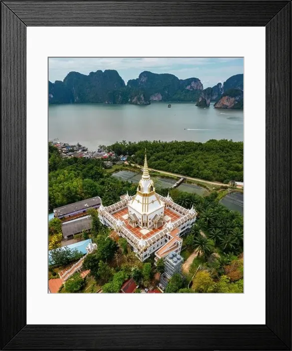 Framed Print : Aerial view of Wat Laem Sak temple in Krabi province, Thailand