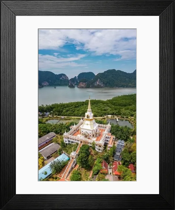 Framed Print : Aerial view of Wat Laem Sak temple in Krabi province, Thailand Framed Print : Aerial view of Wat Laem Sak temple in Krabi province, Thailand