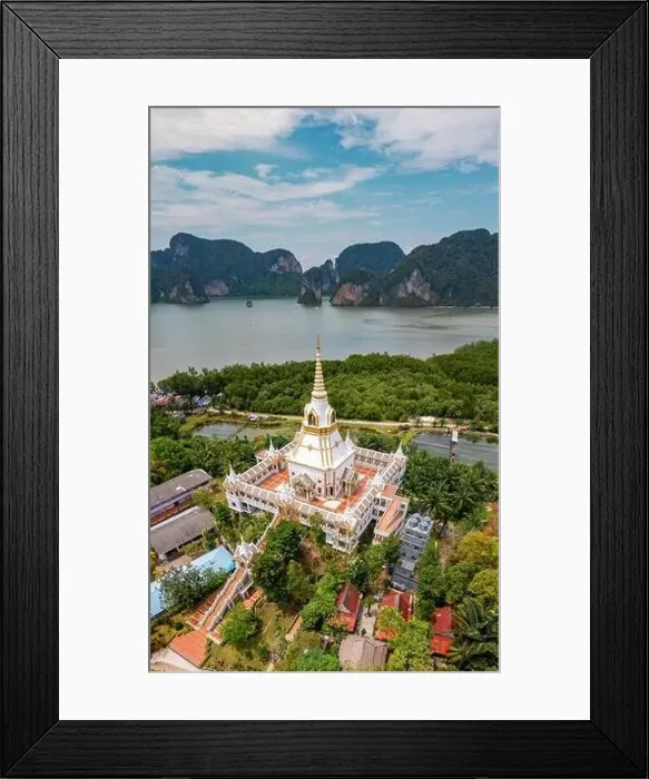 Framed Print : Aerial view of Wat Laem Sak temple in Krabi province, Thailand Framed Print : Aerial view of Wat Laem Sak temple in Krabi province, Thailand
