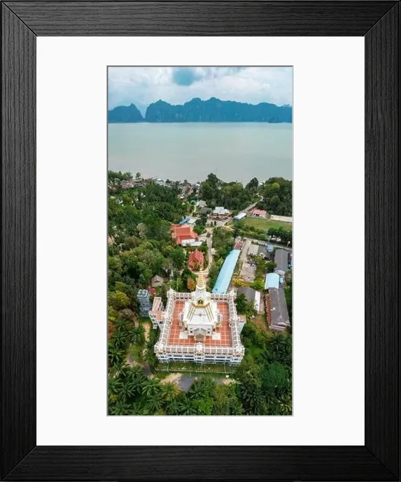 Framed Print : Aerial view of Wat Laem Sak temple in Krabi province, Thailand Framed Print : Aerial view of Wat Laem Sak temple in Krabi province, Thailand