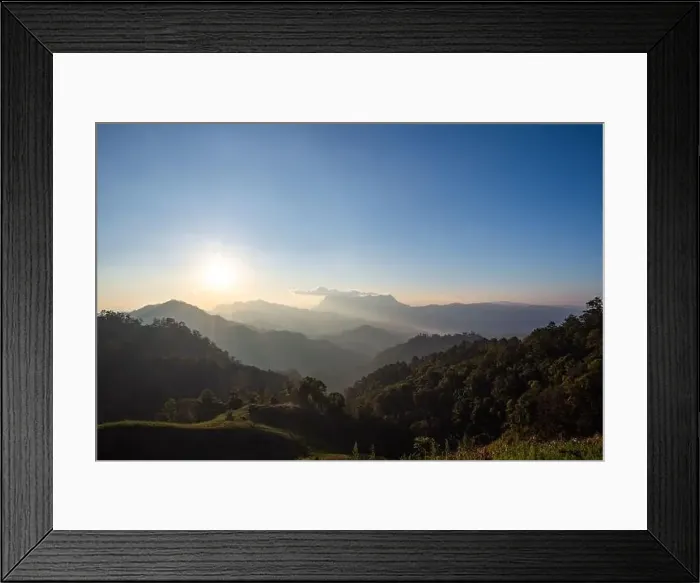 Framed Print : Sunrise over mountain range, Hadubi viewpoint, Chiang Mai, Thailand Framed Print : Sunrise over mountain range, Hadubi viewpoint, Chiang Mai, Thailand