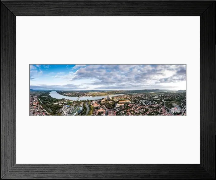 Framed Print : Panoramic view from Esztegom with river Danube and basilica