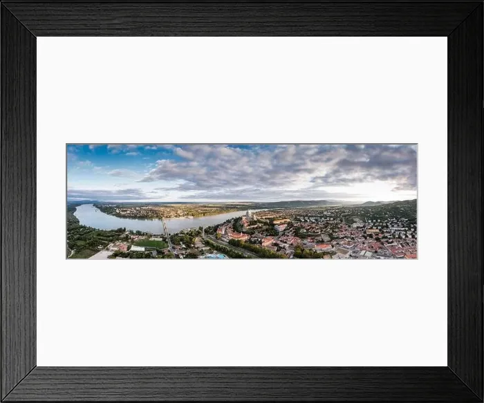 Framed Print : Panoramic view from Esztegom with river Danube and basilica