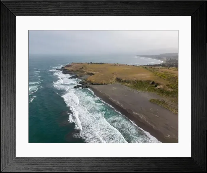 Framed Print : Aerial shot of the pacific ocean, beach and the bay La Pancora at Pichilemu, Chile Framed Print : Aerial shot of the pacific ocean, beach and the bay La Pancora at Pichilemu, Chile