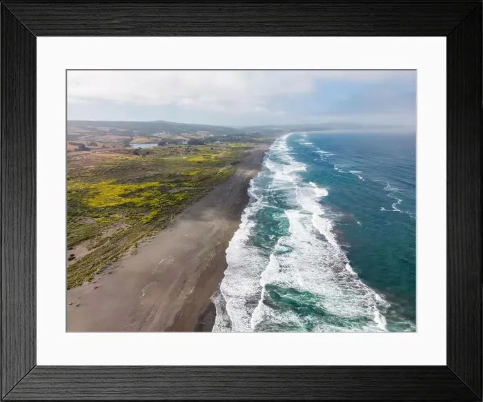 Framed Print : Aerial shot of a beach and the pacific ocean at Pichilemu, Chile Framed Print : Aerial shot of a beach and the pacific ocean at Pichilemu, Chile