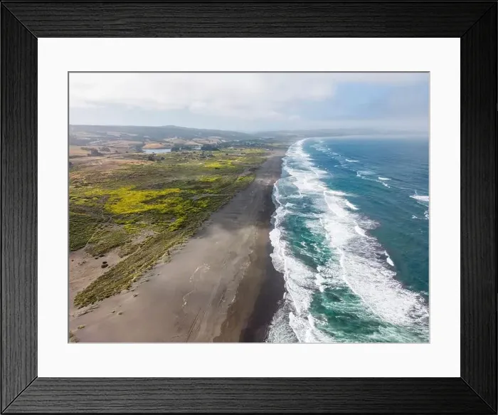 Framed Print : Aerial shot of a beach and the pacific ocean at Pichilemu, Chile Framed Print : Aerial shot of a beach and the pacific ocean at Pichilemu, Chile