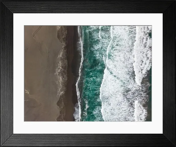 Framed Print : Aerial shot of a black beach and the pacific ocean at Pichilemu, Chile Framed Print : Aerial shot of a black beach and the pacific ocean at Pichilemu, Chile