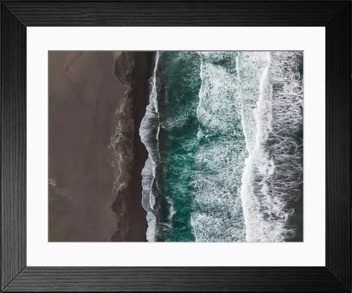 Framed Print : Aerial shot of a black beach and the pacific ocean at Pichilemu, Chile Framed Print : Aerial shot of a black beach and the pacific ocean at Pichilemu, Chile