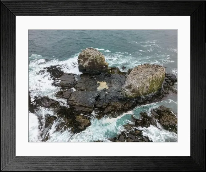 Framed Print : Aerial shot of the scenic birds rock at Punta de Lobos at Pichilemu, Chile