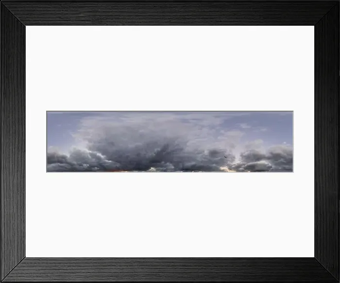 Framed Print : Overcast sky panorama on rainy day with Nimbostratus clouds in seamless spherical equirectangular format Framed Print : Overcast sky panorama on rainy day with Nimbostratus clouds in seamless spherical equirectangular format