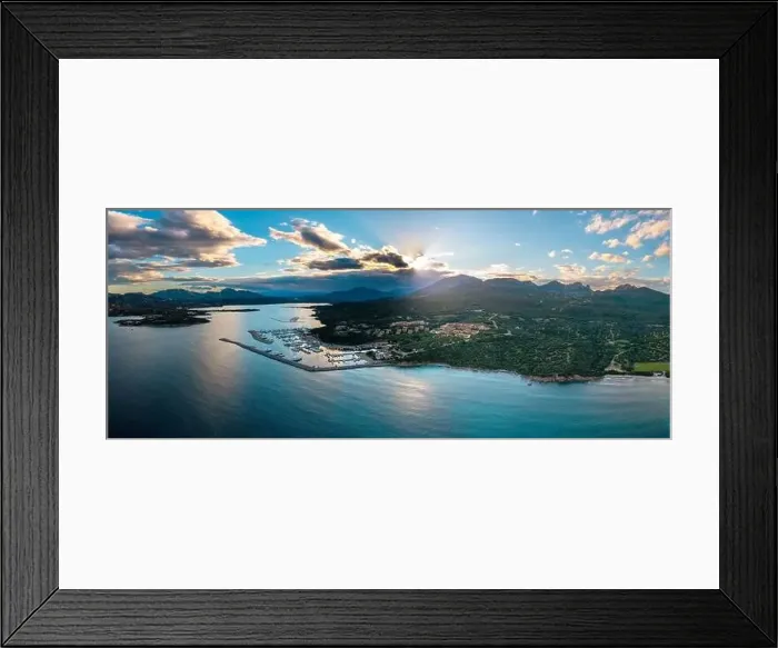 Framed Print : A panorama view of the coast and harbor of Portisco in Sardinia Framed Print : A panorama view of the coast and harbor of Portisco in Sardinia