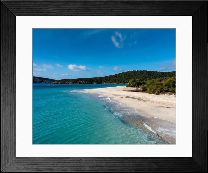 Framed Print : A view of the beautiful wihtie sand beach and turquoise waters at Turredda Beach in Sardinia Framed Print : A view of the beautiful wihtie sand beach and turquoise waters at Turredda Beach in Sardinia