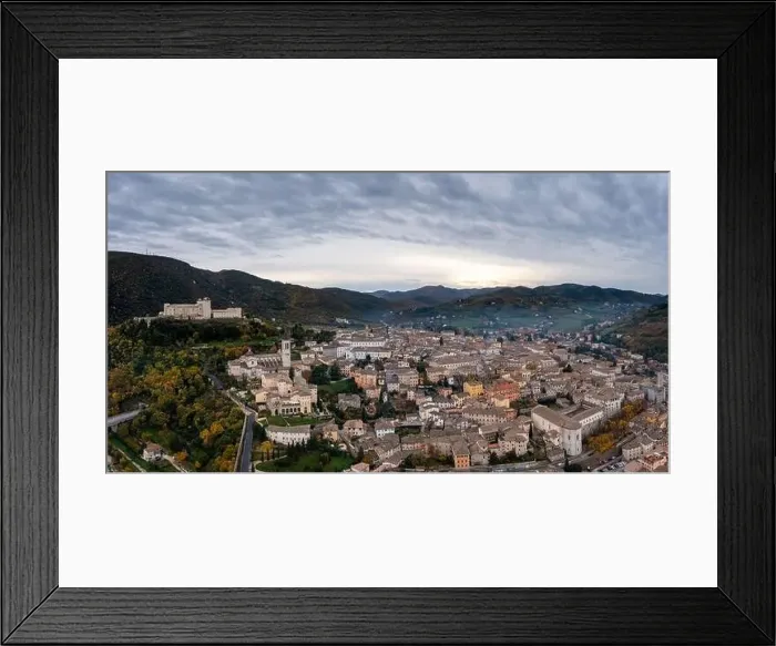Framed Print : A panorama view of historic Spoleto with the Rocca Albornoziana fortress and cathedral Framed Print : A panorama view of historic Spoleto with the Rocca Albornoziana fortress and cathedral