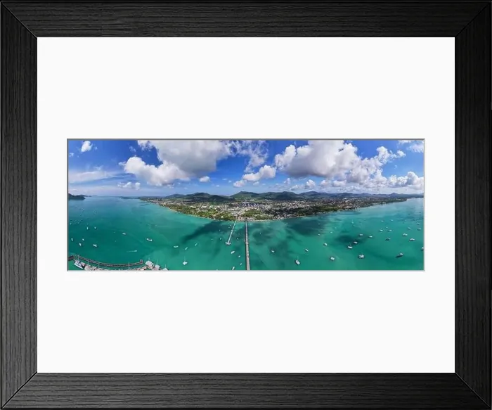 Framed Print : Panorama Chalong pier with sailboats and other boats at the sea Framed Print : Panorama Chalong pier with sailboats and other boats at the sea