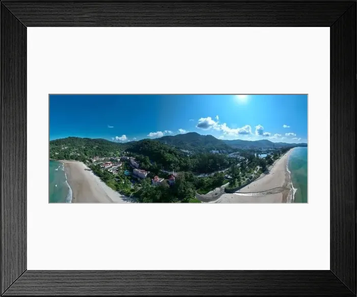 Framed Print : Panorama mountains view with sea surface water background Framed Print : Panorama mountains view with sea surface water background
