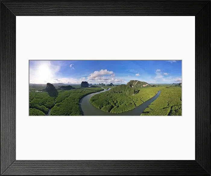 Framed Print : Aerial view panorama Drone shot of Nature landscape mountain view located in Phang-nga Thailand Framed Print : Aerial view panorama Drone shot of Nature landscape mountain view located in Phang-nga Thailand