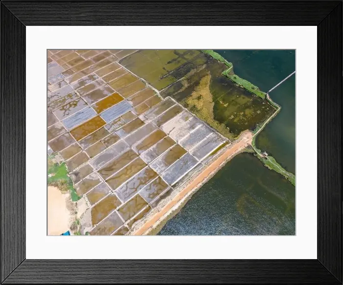 Framed Print : Aerial shot of Salinas de Cáhuil and Laguna Cáhuil (Pichilemu) - Chile Framed Print : Aerial shot of Salinas de Cáhuil and Laguna Cáhuil (Pichilemu) - Chile