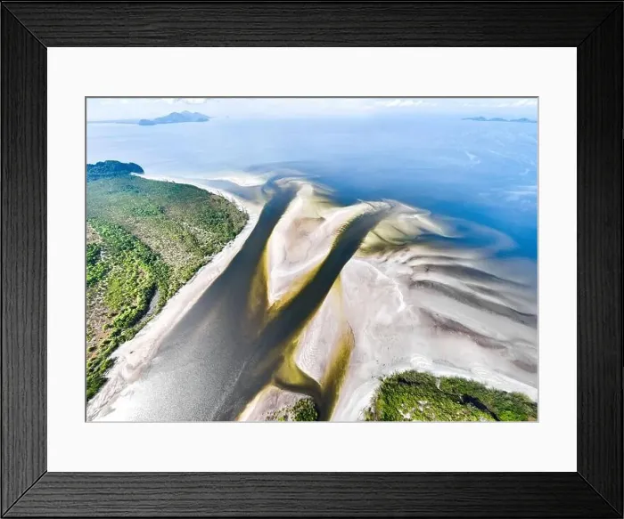Framed Print : Aerial view of sand banks at Yong Ling Beach, Hat Yong Ling And Hat San, in Trang, Thailand Framed Print : Aerial view of sand banks at Yong Ling Beach, Hat Yong Ling And Hat San, in Trang, Thailand
