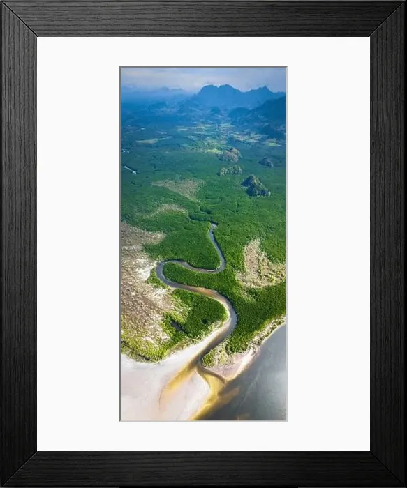 Framed Print : Aerial view of sand banks at Yong Ling Beach, Hat Yong Ling And Hat San, in Trang, Thailand Framed Print : Aerial view of sand banks at Yong Ling Beach, Hat Yong Ling And Hat San, in Trang, Thailand