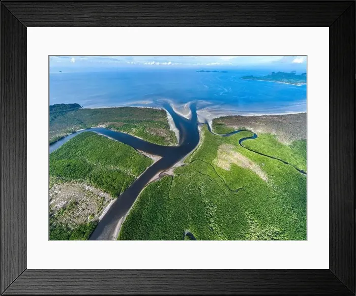 Framed Print : Aerial view of sand banks at Yong Ling Beach, Hat Yong Ling And Hat San, in Trang, Thailand Framed Print : Aerial view of sand banks at Yong Ling Beach, Hat Yong Ling And Hat San, in Trang, Thailand