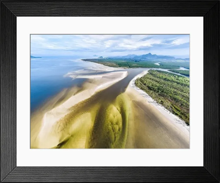 Framed Print : Aerial view of sand banks at Yong Ling Beach, Hat Yong Ling And Hat San, in Trang, Thailand Framed Print : Aerial view of sand banks at Yong Ling Beach, Hat Yong Ling And Hat San, in Trang, Thailand