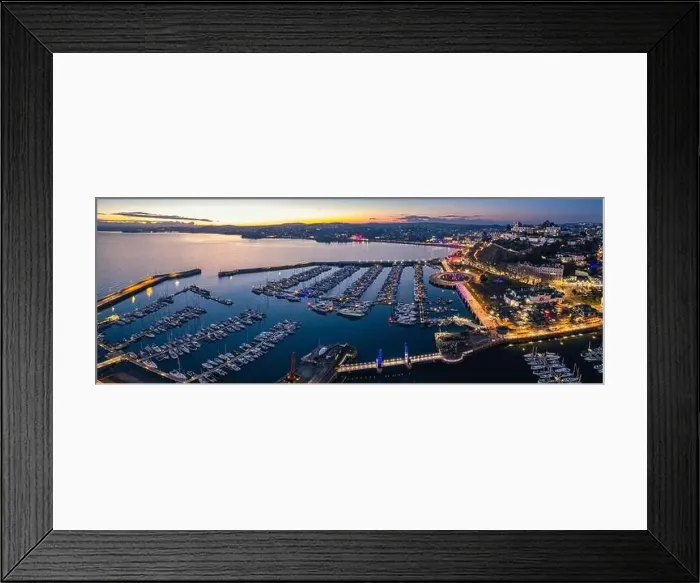 Framed Print : Night over Torquay Marina from a drone, English Riviera, Torbay, Devon, England, Europe Framed Print : Night over Torquay Marina from a drone, English Riviera, Torbay, Devon, England, Europe