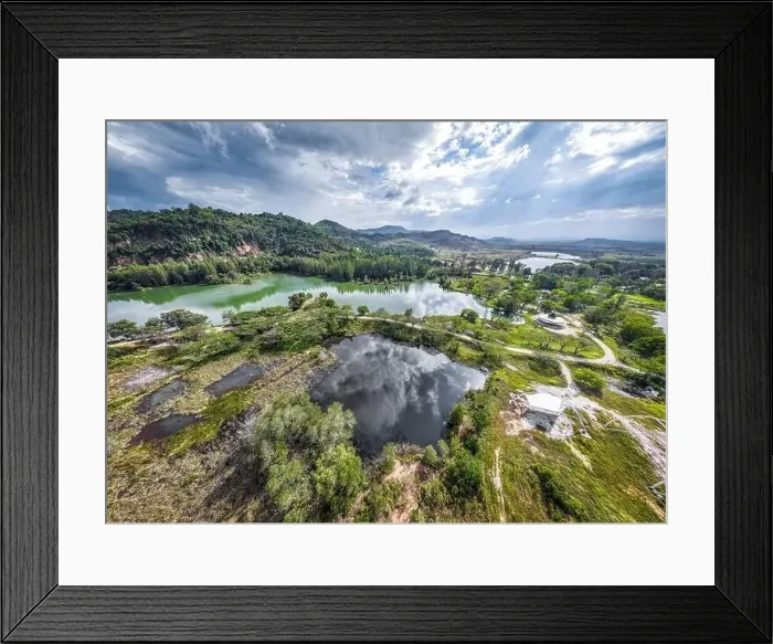 Framed Print : Aerial view of Liwong Lake in Songkhla, Thailand Framed Print : Aerial view of Liwong Lake in Songkhla, Thailand