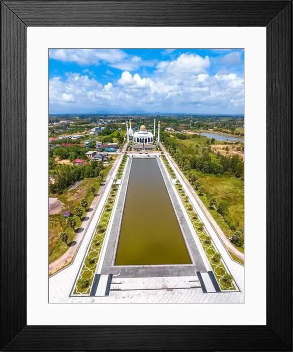Framed Print : Aerial view of Central Mosque in Songkhla, Thailand Framed Print : Aerial view of Central Mosque in Songkhla, Thailand