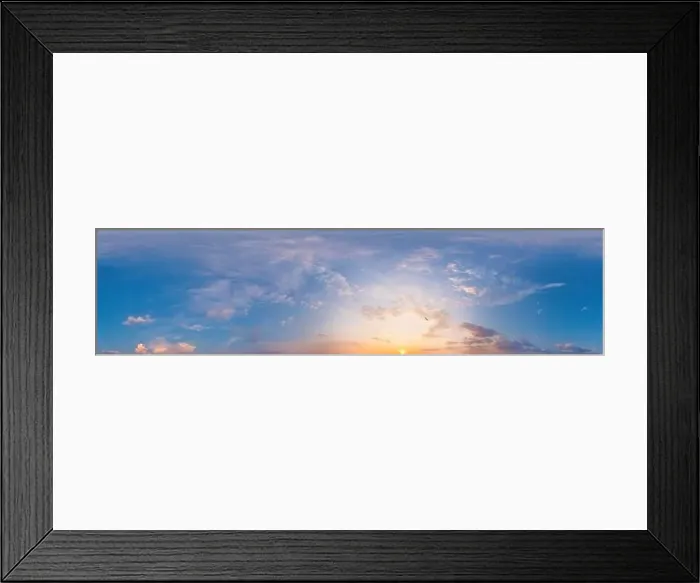 Framed Print : Panorama of a dark blue sunset sky with pink Cirrus clouds Framed Print : Panorama of a dark blue sunset sky with pink Cirrus clouds