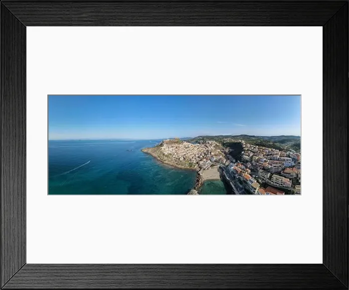 Framed Print : Drone view at the village of Castelsardo on Sardinia in Italy Framed Print : Drone view at the village of Castelsardo on Sardinia in Italy