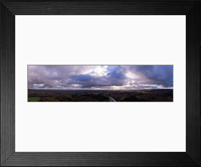 Framed Print : Panoramic from Limoges North with speedway and sunrays through the clouds, Limoges, France Framed Print : Panoramic from Limoges North with speedway and sunrays through the clouds, Limoges, France